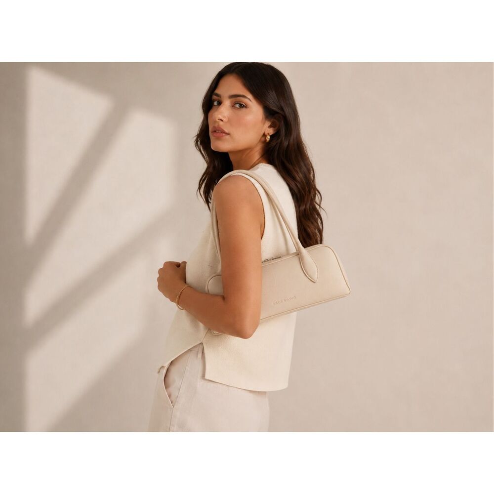 NWT Melie Bianco Serafina Ivory Recycled Vegan Leather Shoulder Bag Quiet Luxury